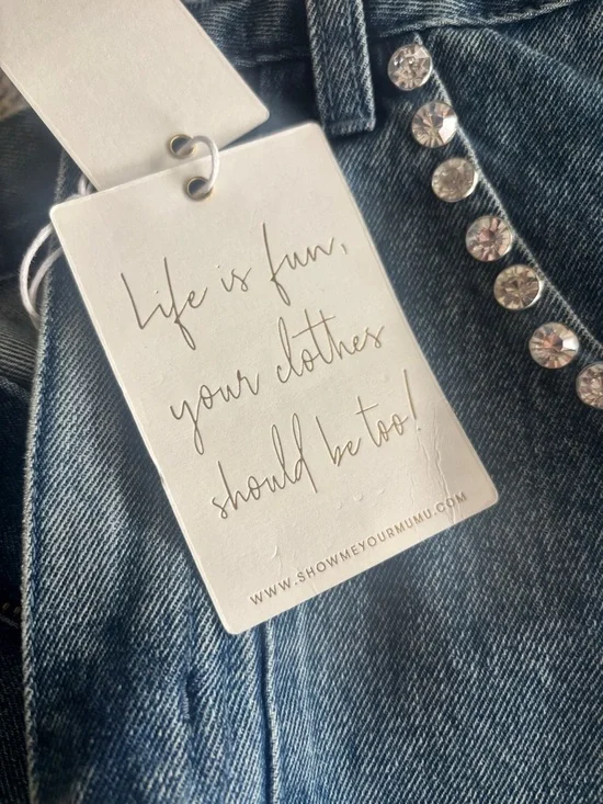 Show Me Your Mumu Blue Denim Mini Skirt with Studded Belt - Picture 4 of 10